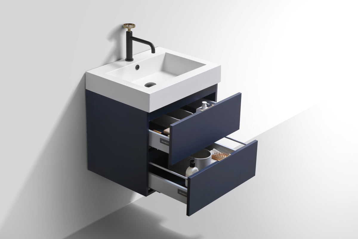 Bliss 24" Navy Blue Wall-Mount Modern Bathroom Vanity