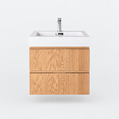 Bliss 24" Fluted Oakwood Single Sink Wall Mount Vanity - Restock ETA Late Oct
