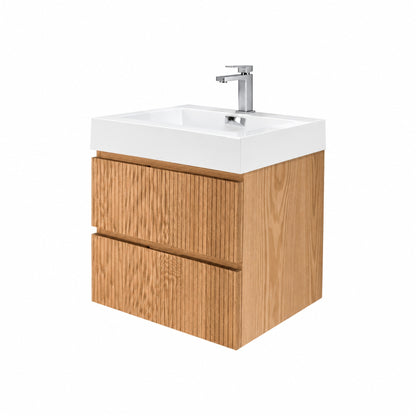 Bliss 24" Fluted Oakwood Single Sink Wall Mount Vanity - Restock ETA Late Oct