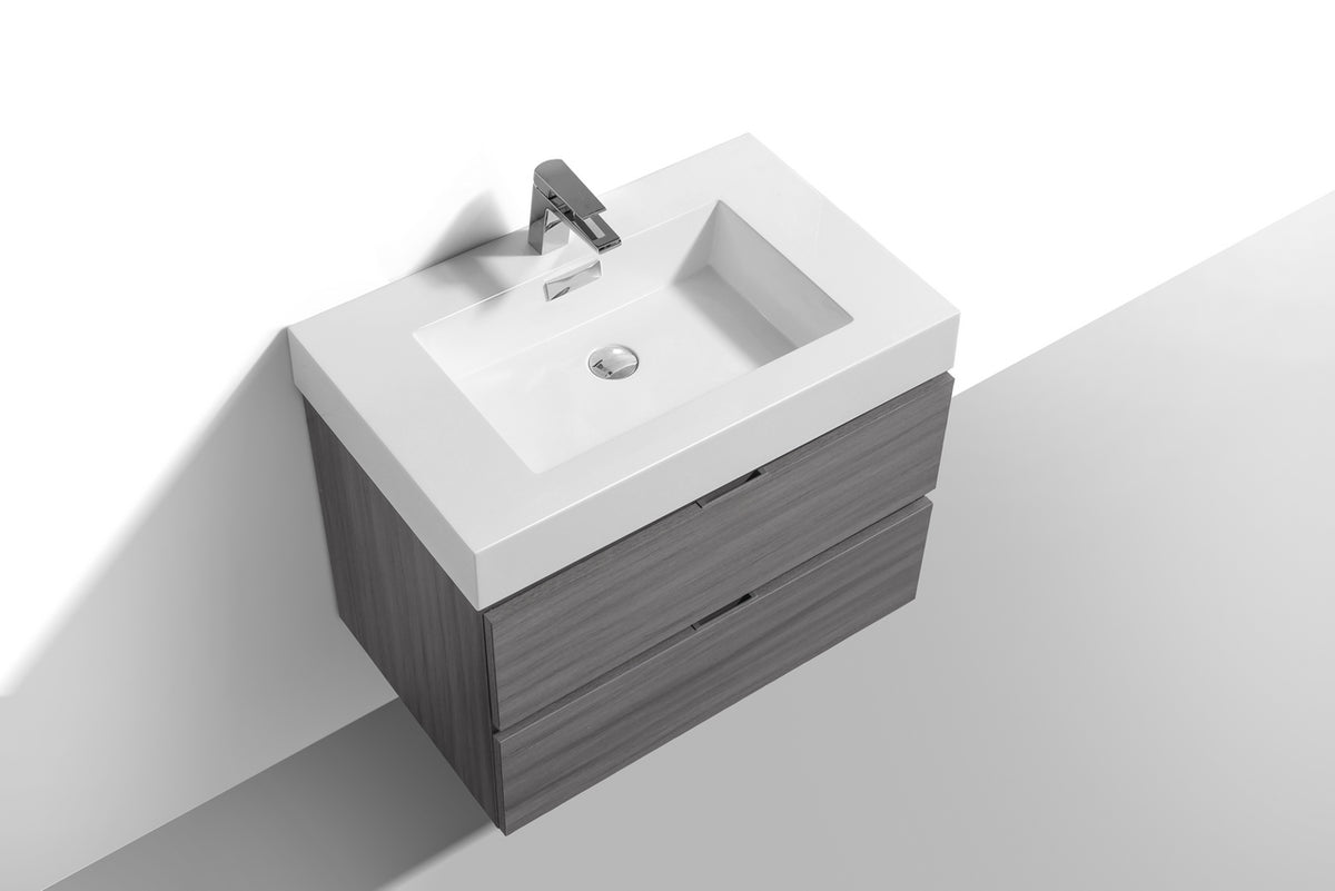Bliss 24"  Vulcan Ash Grey Wood Wall Mount Modern Bathroom Vanity