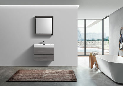 Bliss 24"  Vulcan Ash Grey Wood Wall Mount Modern Bathroom Vanity