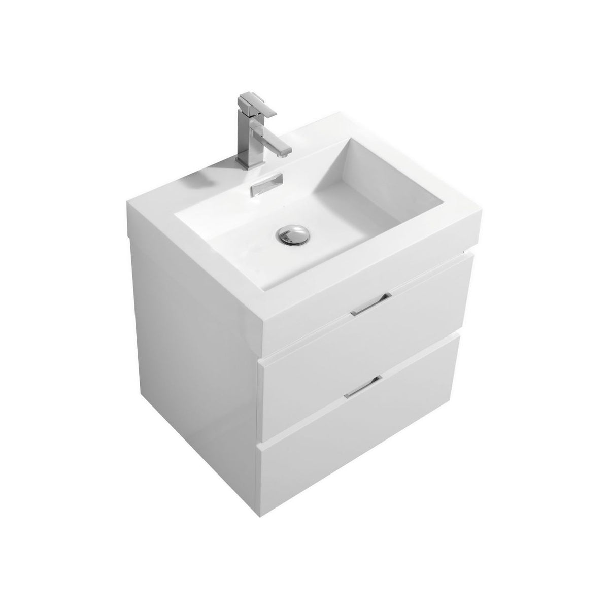 Bliss 24" High Gloss White Wall-Mount Modern Bathroom Vanity