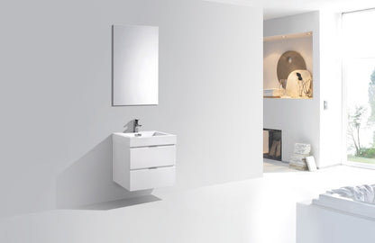 Bliss 24" High Gloss White Wall-Mount Modern Bathroom Vanity