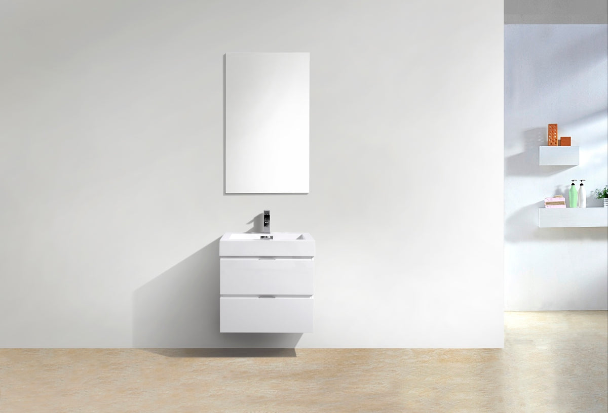 Bliss 24" High Gloss White Wall-Mount Modern Bathroom Vanity
