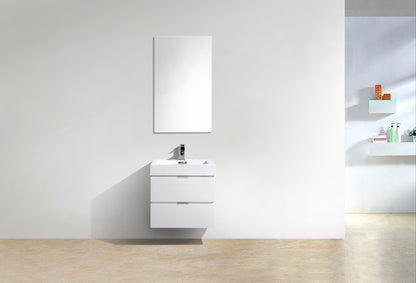 Bliss 24" High Gloss White Wall-Mount Modern Bathroom Vanity