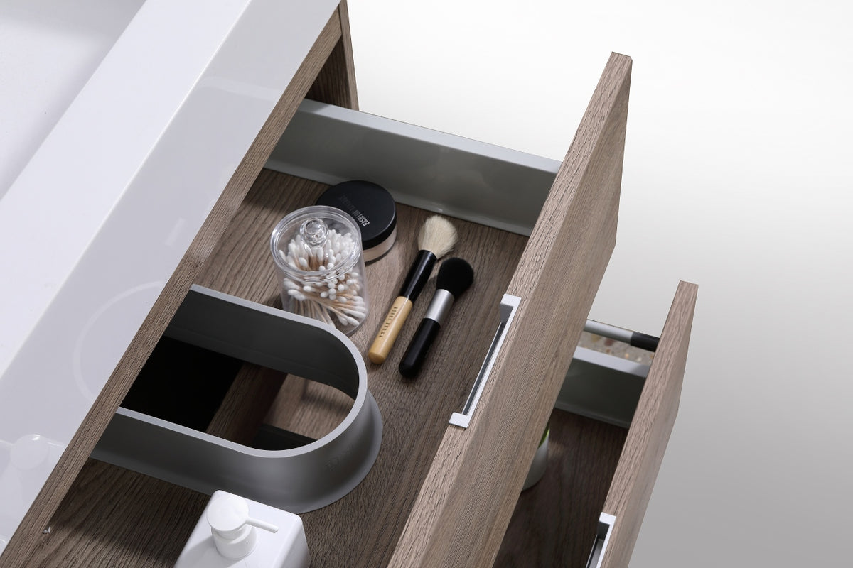 Bliss 24" Butternut Wood Wall Mount Modern Bathroom Vanity