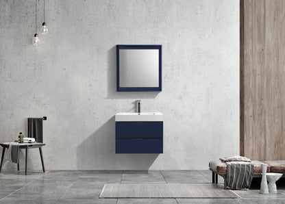 Bliss 30" Navy Blue Wall-Mount Modern Bathroom Vanity