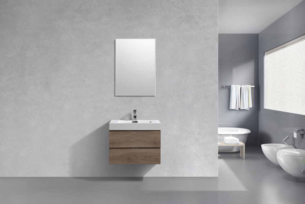 Bliss 30" Butternut Wood Wall Mount Modern Bathroom Vanity - Restock ETA Late Nov