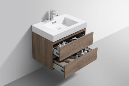 Bliss 30" Butternut Wood Wall Mount Modern Bathroom Vanity - Restock ETA Late Nov