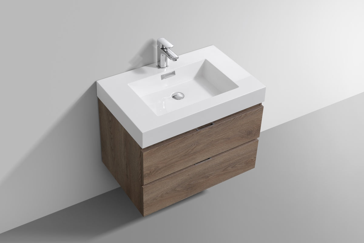 Bliss 30" Butternut Wood Wall Mount Modern Bathroom Vanity - Restock ETA Late Nov