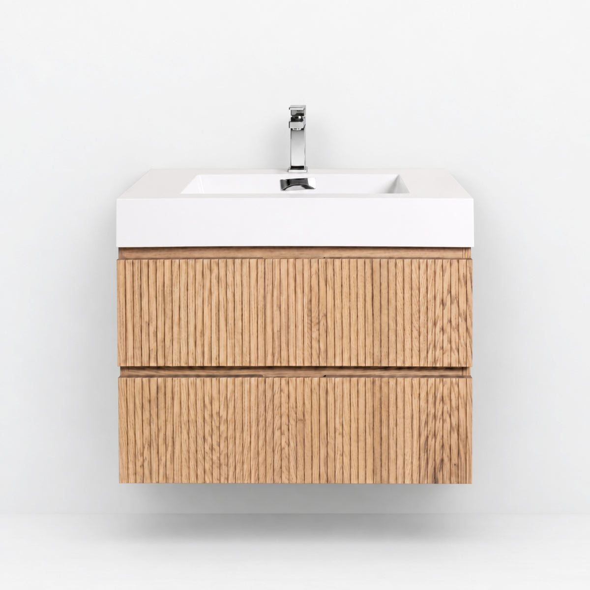 Bliss 30" Fluted Oakwood Single Sink Wall Mount Vanity - Restock ETA Late Oct