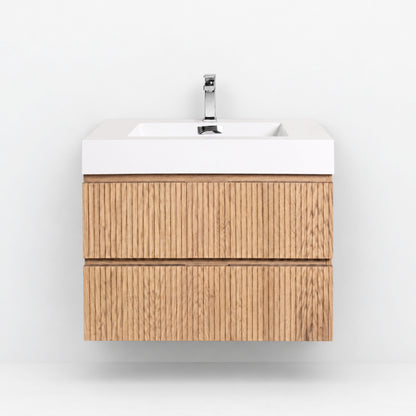 Bliss 30" Fluted Oakwood Single Sink Wall Mount Vanity - Restock ETA Late Oct