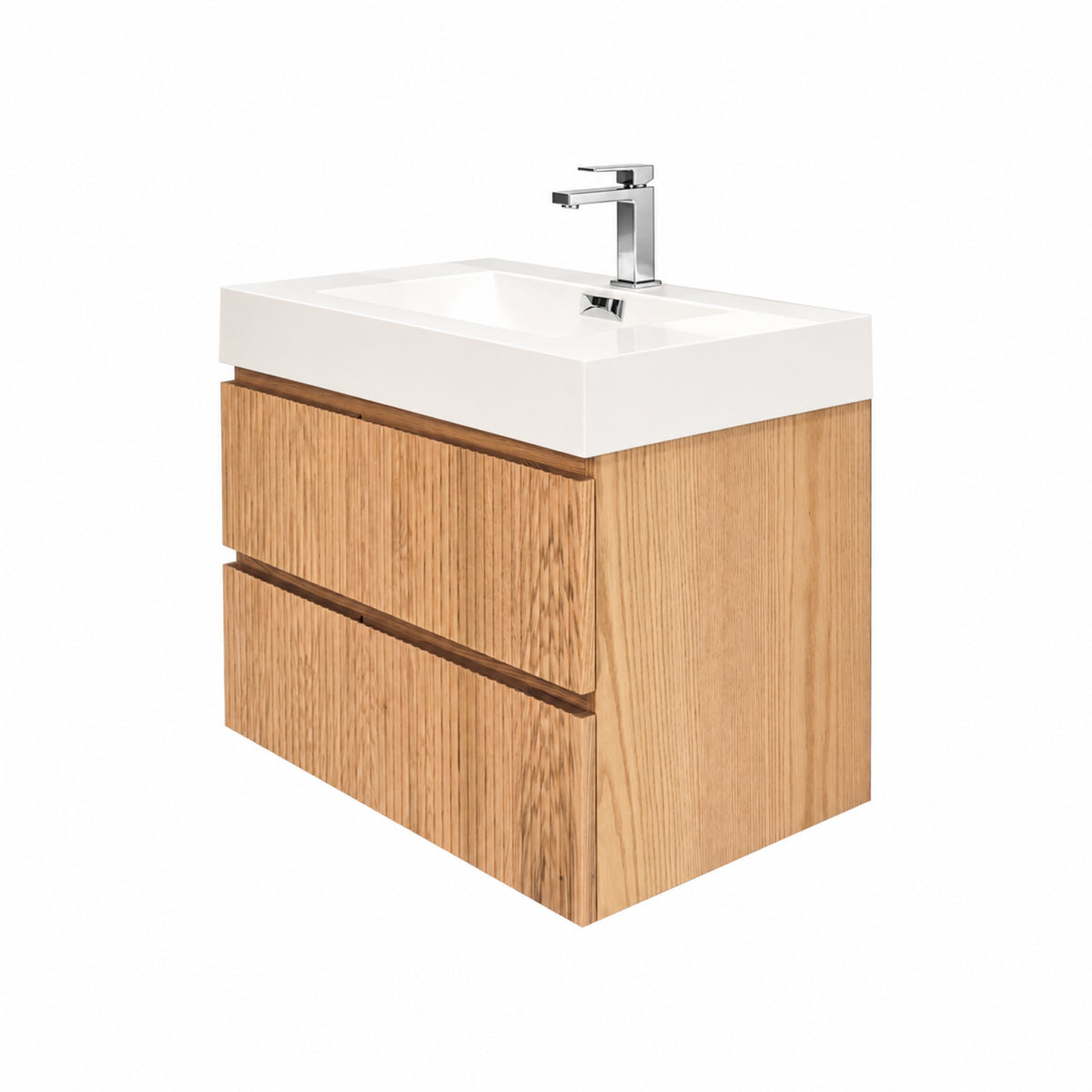 Bliss 30" Fluted Oakwood Single Sink Wall Mount Vanity - Restock ETA Late Oct