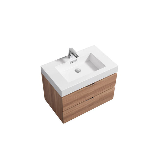 Bliss 30" Honey Oak Wood Wall Mount Modern Bathroom Vanity - Restock ETA Late Nov