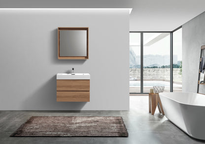 Bliss 30" Honey Oak Wood Wall Mount Modern Bathroom Vanity - Restock ETA Late Nov