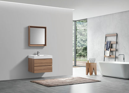 Bliss 30" Honey Oak Wood Wall Mount Modern Bathroom Vanity - Restock ETA Late Nov