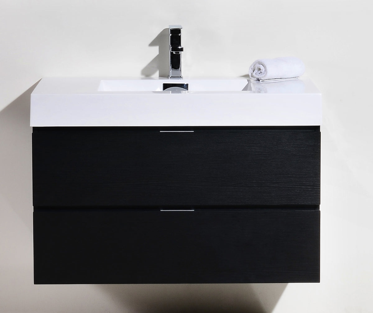 Bliss 36" Black Wood Wall Mount Modern Bathroom Vanity