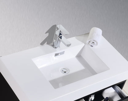 Bliss 36" Black Wood Wall Mount Modern Bathroom Vanity