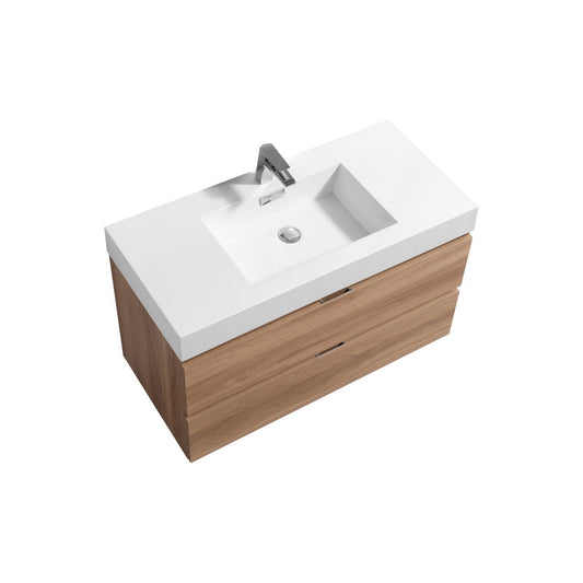 Bliss 36" Honey Oak Wall Mount Modern Bathroom Vanity - Restock ETA Late Oct