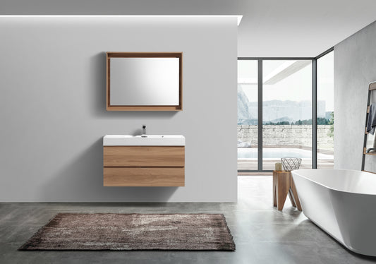 Bliss 36" Honey Oak Wall Mount Modern Bathroom Vanity - Restock ETA Late Oct