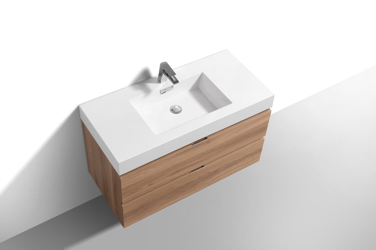 Bliss 36" Honey Oak Wall Mount Modern Bathroom Vanity - Restock ETA Late Oct