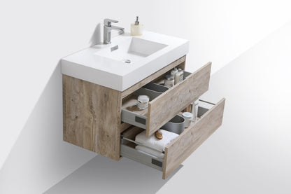 Bliss 36" Nature Wood Wall-Mount Modern Bathroom Vanity