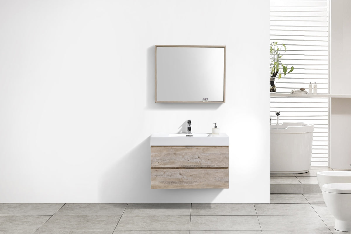 Bliss 36" Nature Wood Wall-Mount Modern Bathroom Vanity