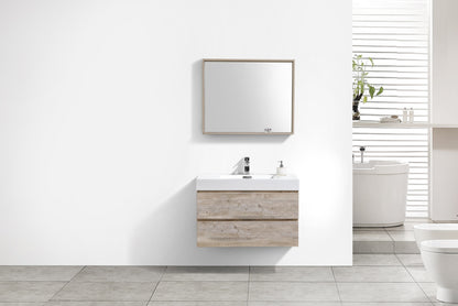 Bliss 36" Nature Wood Wall-Mount Modern Bathroom Vanity