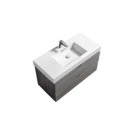Bliss 36" Vulcan Ash Grey Wall Mount Modern Bathroom Vanity
