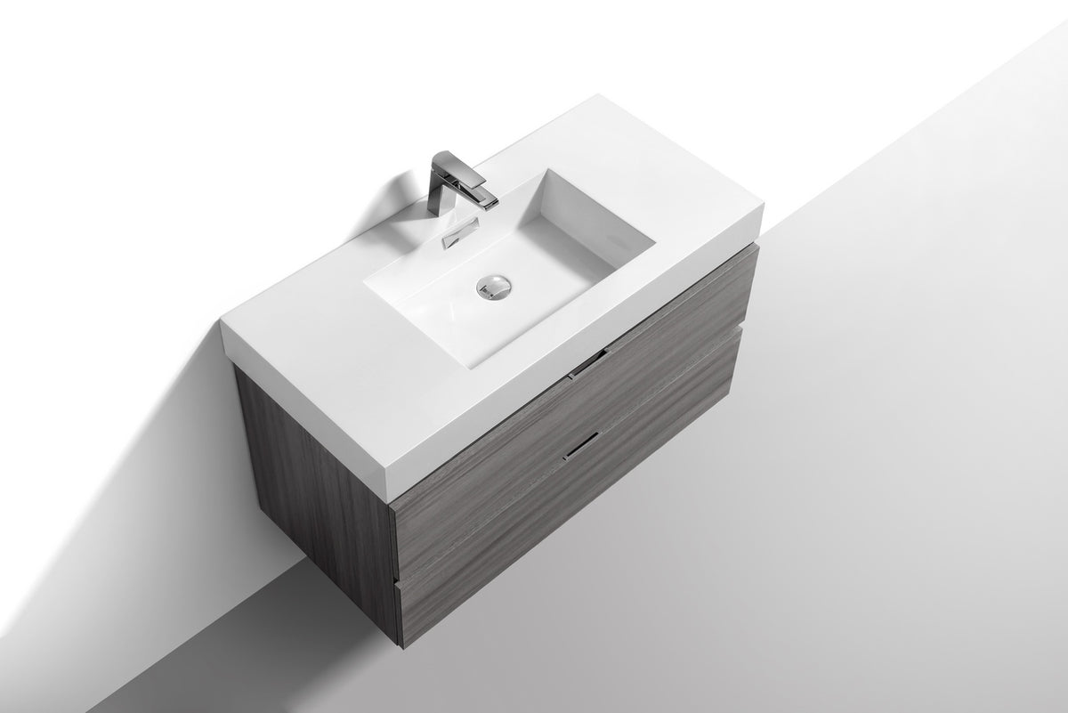 Bliss 36" Vulcan Ash Grey Wall-Mount Modern Bathroom Vanity