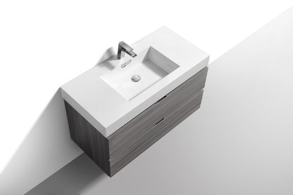 Bliss 36" Vulcan Ash Grey Wall-Mount Modern Bathroom Vanity