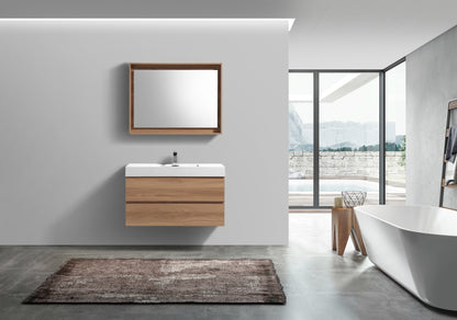 Bliss 40" Honey Oak Wall Mount Modern Bathroom Vanity - Restock ETA Late Oct