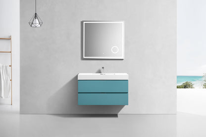 Bliss 40" Teal Green Wall Mount Modern Bathroom Vanity