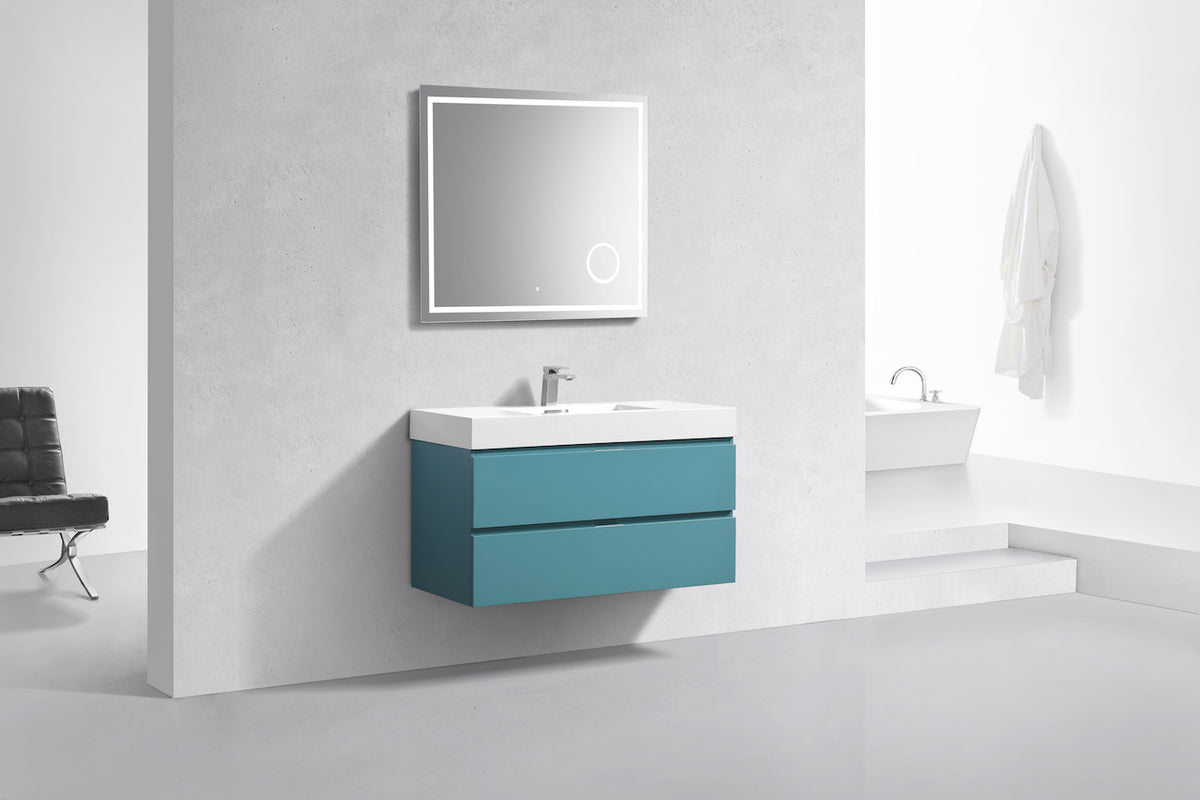 Bliss 40" Teal Green Wall Mount Modern Bathroom Vanity