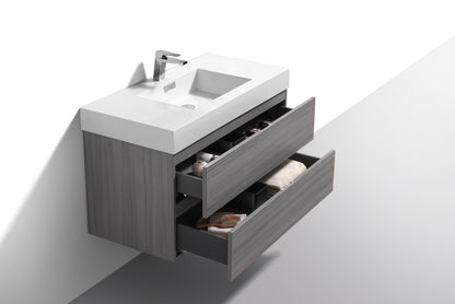 Bliss 40" Vulcan Ash Grey Wall Mount Modern Bathroom Vanity