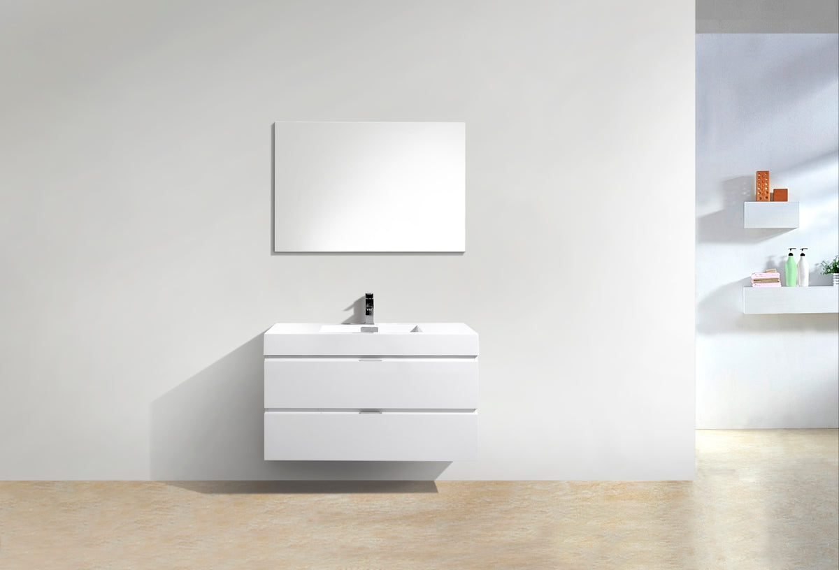Bliss 40" High Gloss White Wall Mount Modern Bathroom Vanity