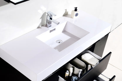 Bliss 48" Black Wood Wall Mount  Single Sink Modern Bathroom Vanity