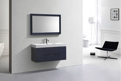 Bliss 48" Navy Blue Wall-Mount Single Sink Modern Bathroom Vanity by KubeBath