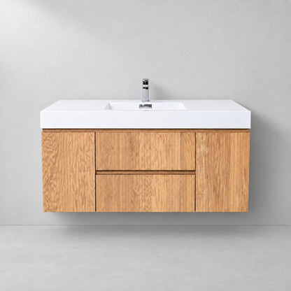 Bliss 48" Fluted Oakwood Single Sink Wall Mount Vanity - ETA Late Oct