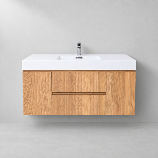 Bliss 48" Fluted Oakwood Single Sink Wall Mount Vanity - ETA Late Oct