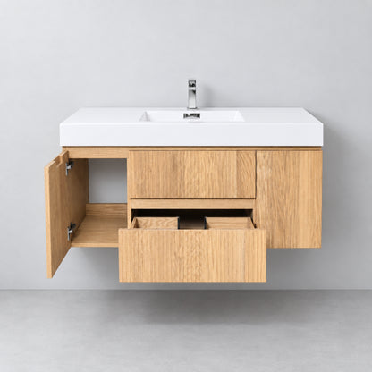 Bliss 48" Fluted Oakwood Single Sink Wall Mount Vanity - ETA Late Oct
