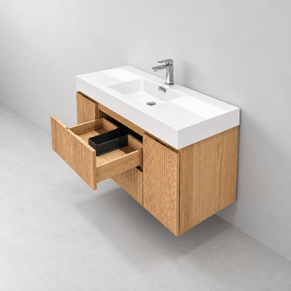Bliss 48" Fluted Oakwood Single Sink Wall Mount Vanity - ETA Late Oct