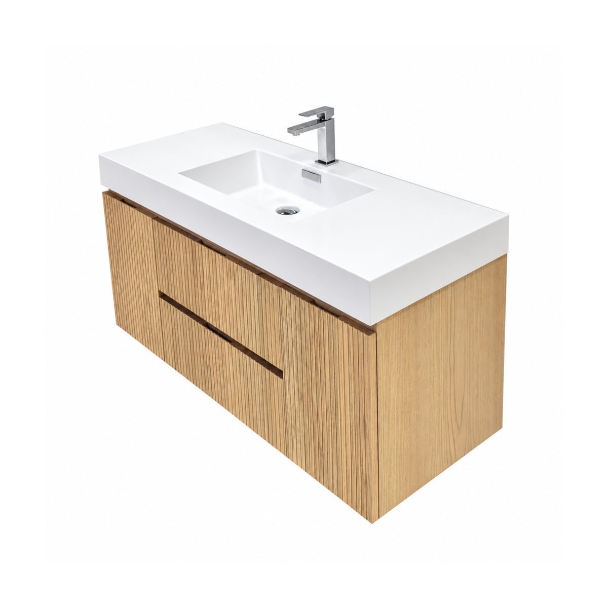 Bliss 48" Fluted Oakwood Single Sink Wall Mount Vanity - ETA Late Oct