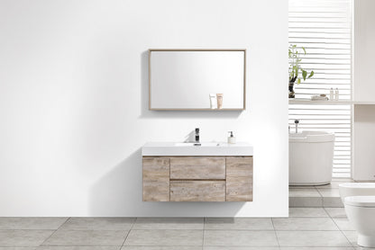 Bliss 48" Nature Wood Wall Mount Single Sink Modern Bathroom Vanity