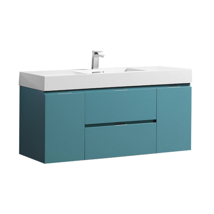 Bliss 48" Teal Green Wall Mount Single Sink Modern Bathroom Vanity
