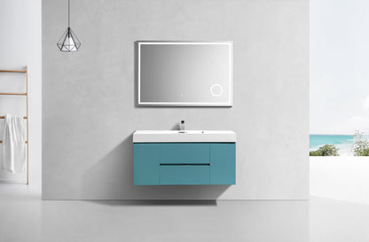 Bliss 48" Teal Green Wall Mount Single Sink Modern Bathroom Vanity