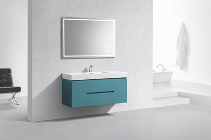 Bliss 48" Teal Green Wall Mount Single Sink Modern Bathroom Vanity