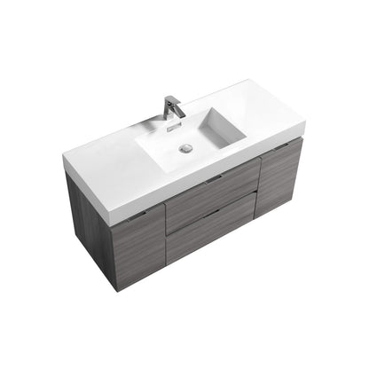 Bliss 48" Vulcan Ash Grey Wall Mount Single Sink Modern Bathroom Vanity
