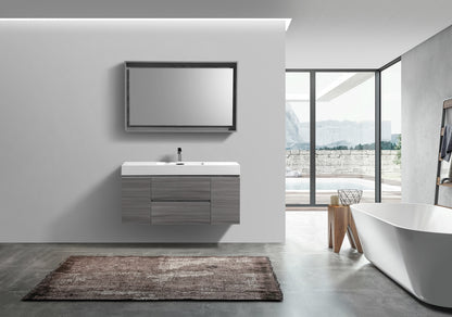 Bliss 48" Vulcan Ash Grey Wall Mount Single Sink Modern Bathroom Vanity