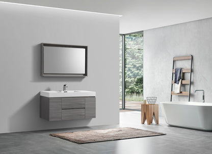 Bliss 48" Vulcan Ash Grey Wall Mount Single Sink Modern Bathroom Vanity